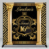 Lofaris Luxurious Black Gold Custom Name Birthday Backdrop